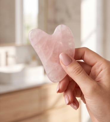 Authentic Rose Quartz Gua Sha Facial Massage Tool
